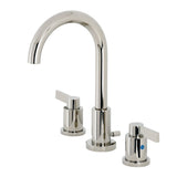 NuvoFusion Two-Handle 3-Hole Deck Mount Widespread Bathroom Faucet with Brass Pop-Up Drain