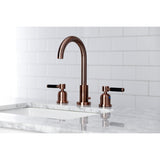 Kaiser Two-Handle 3-Hole Deck Mount Widespread Bathroom Faucet with Brass Pop-Up Drain