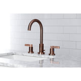 NuvoFusion Two-Handle 3-Hole Deck Mount Widespread Bathroom Faucet with Brass Pop-Up Drain