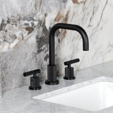 Convergent Two-Handle 3-Hole Deck Mount Widespread Bathroom Faucet with Knurled Handle and Brass Pop-Up Drain