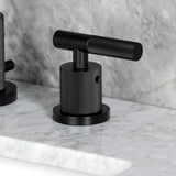 Convergent Two-Handle 3-Hole Deck Mount Widespread Bathroom Faucet with Knurled Handle and Brass Pop-Up Drain