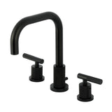 Convergent Two-Handle 3-Hole Deck Mount Widespread Bathroom Faucet with Knurled Handle and Brass Pop-Up Drain