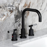 Synchronous Two-Handle 3-Hole Deck Mount Widespread Bathroom Faucet with Brass Pop-Up Drain