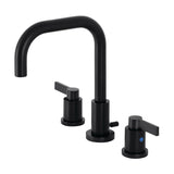 NuvoFusion Two-Handle 3-Hole Deck Mount Widespread Bathroom Faucet with Brass Pop-Up Drain