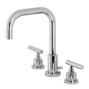 Manhattan Two-Handle 3-Hole Deck Mount Widespread Bathroom Faucet with Brass Pop-Up Drain