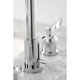 Centurion Two-Handle 3-Hole Deck Mount Widespread Bathroom Faucet with Brass Pop-Up Drain