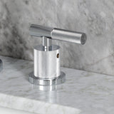 Convergent Two-Handle 3-Hole Deck Mount Widespread Bathroom Faucet with Knurled Handle and Brass Pop-Up Drain