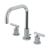 Convergent Two-Handle 3-Hole Deck Mount Widespread Bathroom Faucet with Knurled Handle and Brass Pop-Up Drain