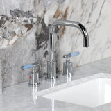 Synchronous Two-Handle 3-Hole Deck Mount Widespread Bathroom Faucet with Brass Pop-Up Drain