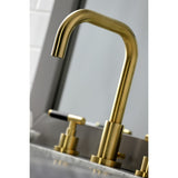 Kaiser Two-Handle 3-Hole Deck Mount Widespread Bathroom Faucet with Brass Pop-Up Drain