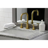 Kaiser Two-Handle 3-Hole Deck Mount Widespread Bathroom Faucet with Brass Pop-Up Drain