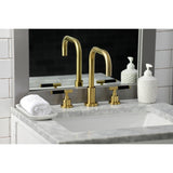 Kaiser Two-Handle 3-Hole Deck Mount Widespread Bathroom Faucet with Brass Pop-Up Drain