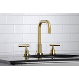 Manhattan Two-Handle 3-Hole Deck Mount Widespread Bathroom Faucet with Brass Pop-Up Drain