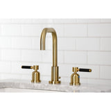 Kaiser Two-Handle 3-Hole Deck Mount Widespread Bathroom Faucet with Brass Pop-Up Drain