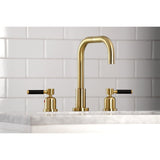 Kaiser Two-Handle 3-Hole Deck Mount Widespread Bathroom Faucet with Brass Pop-Up Drain