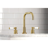 Paris Two-Handle 3-Hole Deck Mount Widespread Bathroom Faucet with Brass Pop-Up Drain