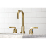 Centurion Two-Handle 3-Hole Deck Mount Widespread Bathroom Faucet with Brass Pop-Up Drain