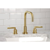 Centurion Two-Handle 3-Hole Deck Mount Widespread Bathroom Faucet with Brass Pop-Up Drain