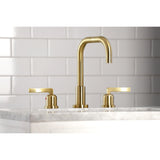 Centurion Two-Handle 3-Hole Deck Mount Widespread Bathroom Faucet with Brass Pop-Up Drain