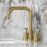 Synchronous Two-Handle 3-Hole Deck Mount Widespread Bathroom Faucet with Brass Pop-Up Drain