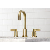 NuvoFusion Two-Handle 3-Hole Deck Mount Widespread Bathroom Faucet with Brass Pop-Up Drain