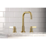 NuvoFusion Two-Handle 3-Hole Deck Mount Widespread Bathroom Faucet with Brass Pop-Up Drain