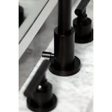 Kaiser Two-Handle 3-Hole Deck Mount Widespread Bathroom Faucet with Brass Pop-Up Drain