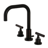 Manhattan Two-Handle 3-Hole Deck Mount Widespread Bathroom Faucet with Brass Pop-Up Drain