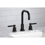 Kaiser Two-Handle 3-Hole Deck Mount Widespread Bathroom Faucet with Brass Pop-Up Drain