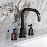 Synchronous Two-Handle 3-Hole Deck Mount Widespread Bathroom Faucet with Brass Pop-Up Drain