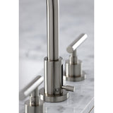 Manhattan Two-Handle 3-Hole Deck Mount Widespread Bathroom Faucet with Brass Pop-Up Drain