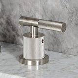 Convergent Two-Handle 3-Hole Deck Mount Widespread Bathroom Faucet with Knurled Handle and Brass Pop-Up Drain