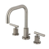 Convergent Two-Handle 3-Hole Deck Mount Widespread Bathroom Faucet with Knurled Handle and Brass Pop-Up Drain