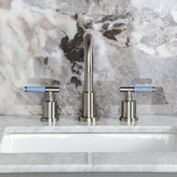 Synchronous Two-Handle 3-Hole Deck Mount Widespread Bathroom Faucet with Brass Pop-Up Drain