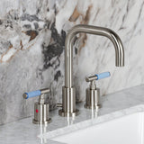 Synchronous Two-Handle 3-Hole Deck Mount Widespread Bathroom Faucet with Brass Pop-Up Drain