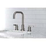 NuvoFusion Two-Handle 3-Hole Deck Mount Widespread Bathroom Faucet with Brass Pop-Up Drain