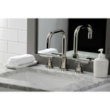 Kaiser Two-Handle 3-Hole Deck Mount Widespread Bathroom Faucet with Brass Pop-Up Drain