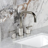 Convergent Two-Handle 3-Hole Deck Mount Widespread Bathroom Faucet with Knurled Handle and Brass Pop-Up Drain