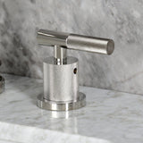 Convergent Two-Handle 3-Hole Deck Mount Widespread Bathroom Faucet with Knurled Handle and Brass Pop-Up Drain