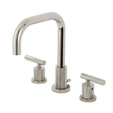 Convergent Two-Handle 3-Hole Deck Mount Widespread Bathroom Faucet with Knurled Handle and Brass Pop-Up Drain