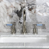 Synchronous Two-Handle 3-Hole Deck Mount Widespread Bathroom Faucet with Brass Pop-Up Drain