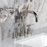 Synchronous Two-Handle 3-Hole Deck Mount Widespread Bathroom Faucet with Brass Pop-Up Drain