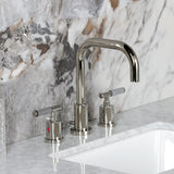 Synchronous Two-Handle 3-Hole Deck Mount Widespread Bathroom Faucet with Brass Pop-Up Drain