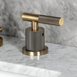 Convergent Two-Handle 3-Hole Deck Mount Widespread Bathroom Faucet with Knurled Handle and Brass Pop-Up Drain