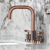 Convergent Two-Handle 3-Hole Deck Mount Widespread Bathroom Faucet with Knurled Handle and Brass Pop-Up Drain