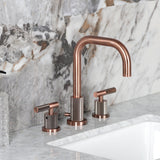 Convergent Two-Handle 3-Hole Deck Mount Widespread Bathroom Faucet with Knurled Handle and Brass Pop-Up Drain