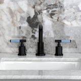 Synchronous Two-Handle 3-Hole Deck Mount Widespread Bathroom Faucet with Brass Pop-Up Drain