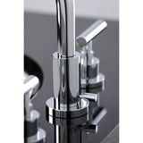 Manhattan Two-Handle 3-Hole Deck Mount Widespread Bathroom Faucet with Brass Pop-Up Drain