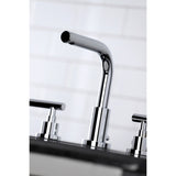 Manhattan Two-Handle 3-Hole Deck Mount Widespread Bathroom Faucet with Brass Pop-Up Drain