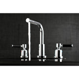 Kaiser Two-Handle 3-Hole Deck Mount Widespread Bathroom Faucet with Brass Pop-Up Drain